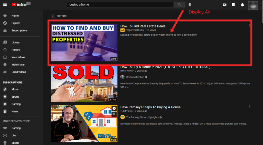 a screenshot of an example of display ad