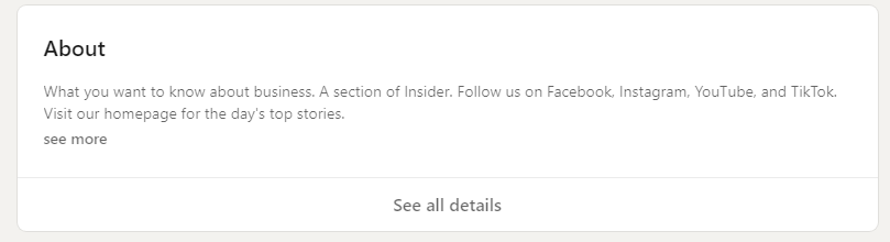 Screenshot of LinkedIn b2b marketing examples on the description section