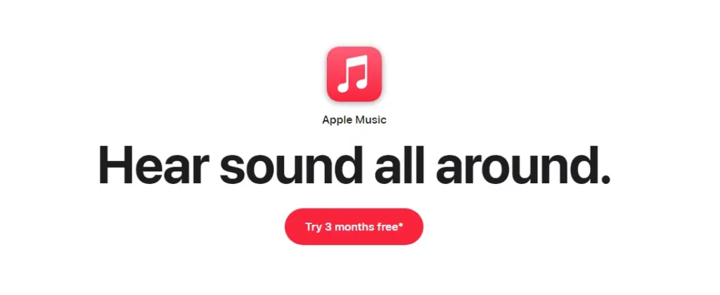 landing page example for Apple Music