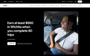 Landing page example from Uber